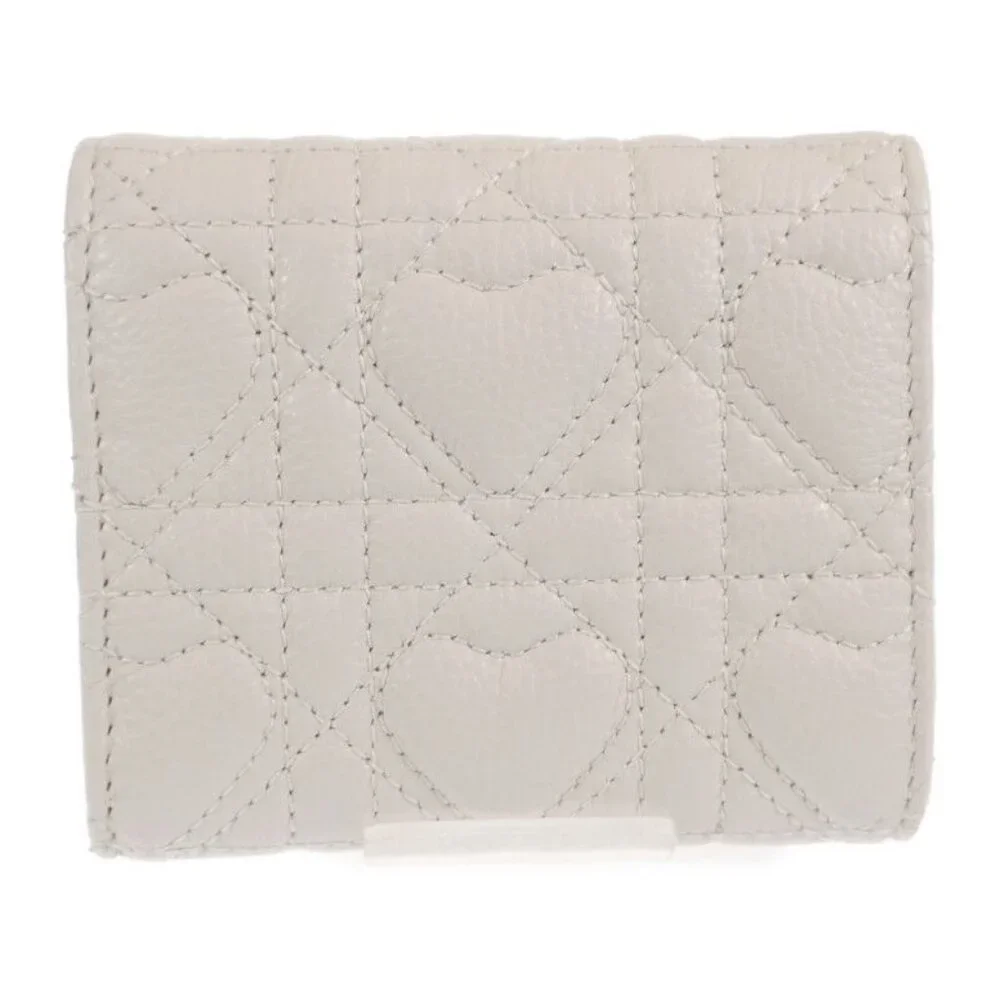 Christian Dior Caro Hibiscus Wallet S5175 Unid m030 Trifold Wallet Calf White